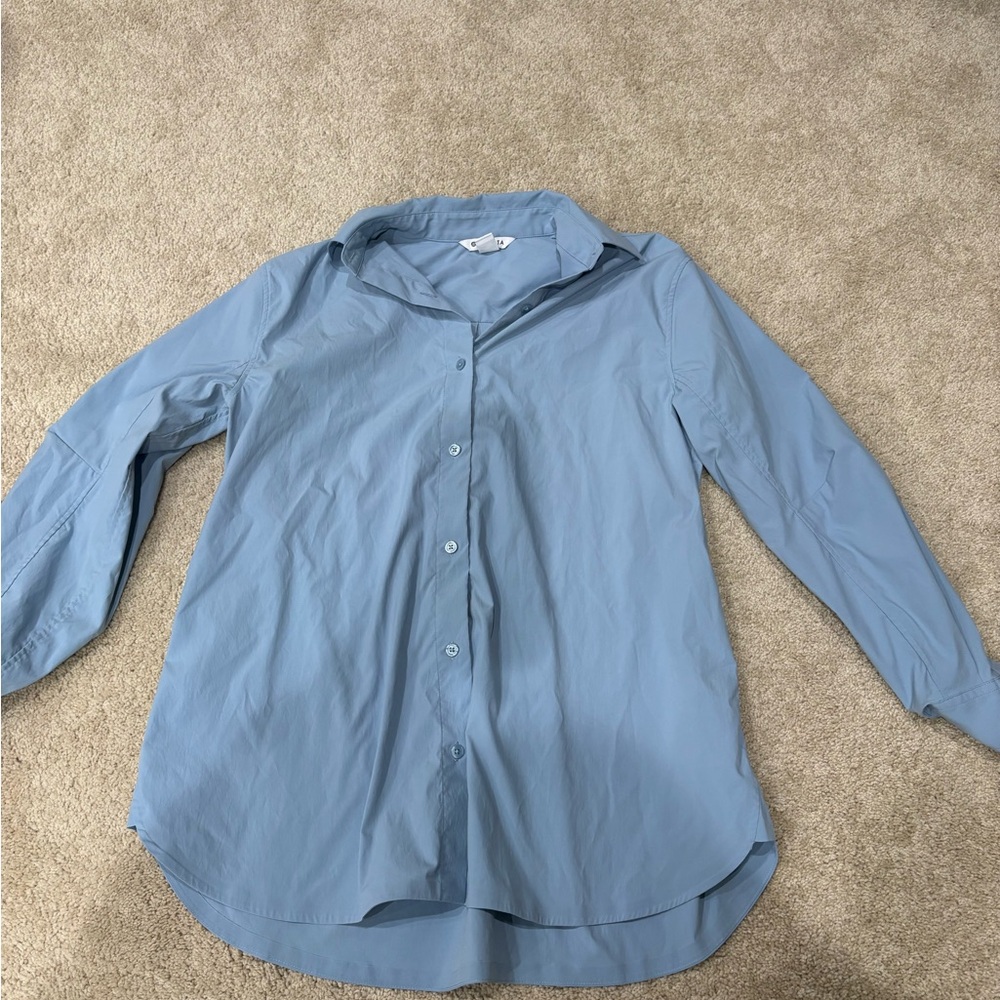 Athleta Sky Blue Button-Down Shirt